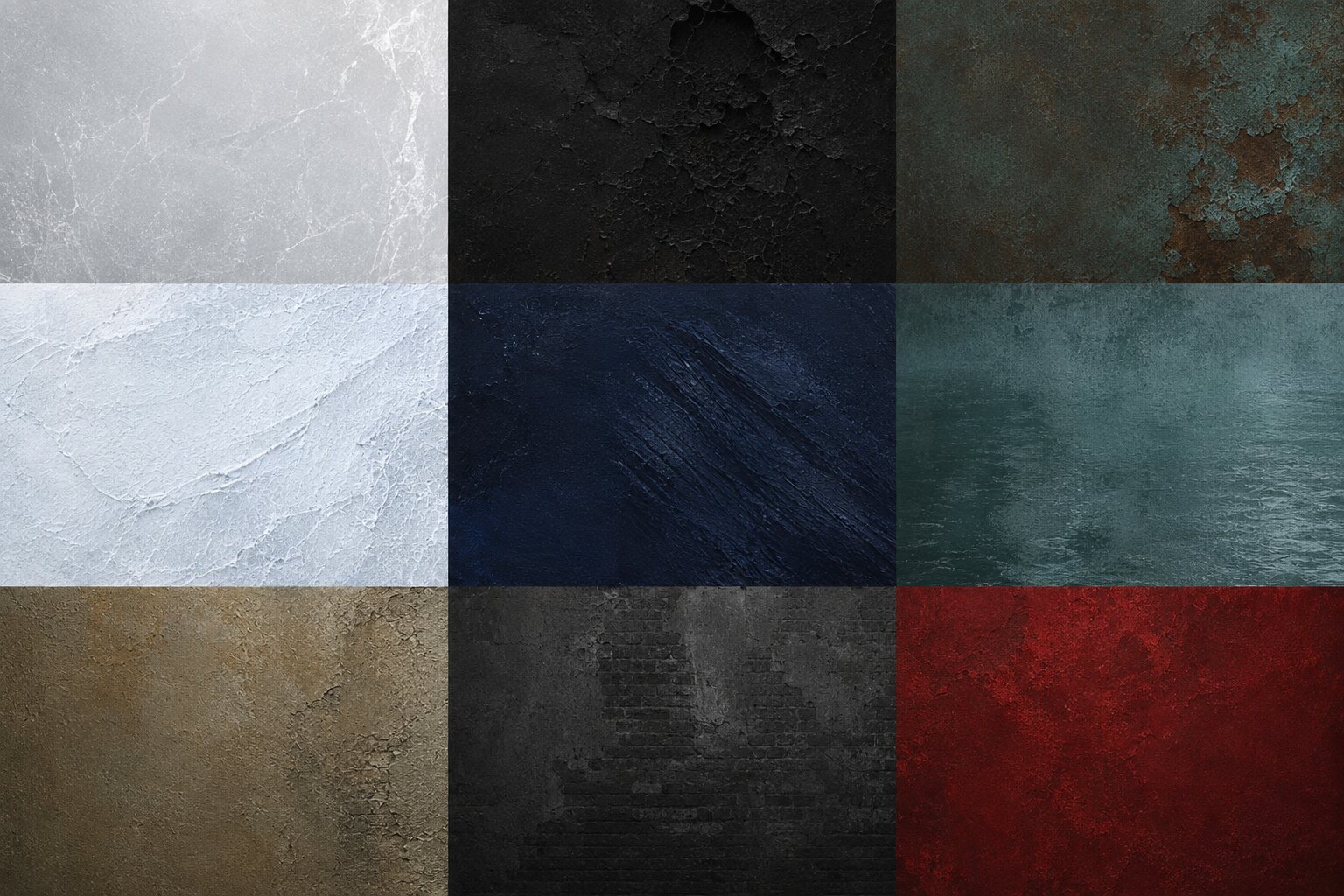 Grid of material and surface textures